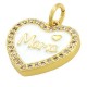 Colgante de Metal Laton Corazon Esmaltado ´´Mama´´ con Circonitas 14mm