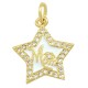 Brass Charm Star "Mom" w/ Zircon & Enamel 15x16mm