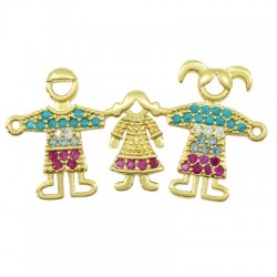 Conector de Metal Latón Familia con Circonitas 29x17mm