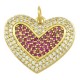 Ciondolo in Ottone Smaltato con Zirconi a Forma di Cuore 20X17 mm