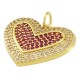 Ciondolo in Ottone Smaltato con Zirconi a Forma di Cuore 20X17 mm