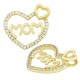 Breloque en Laiton et Zircon en Forme de cœur « MOM » 23 x 21 mm