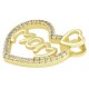 Breloque en Laiton et Zircon en Forme de cœur « MOM » 23 x 21 mm