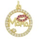 Ciondolo Rotondo in Ottone Mama con Labbra e Zircone 14.5 mm