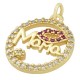 Ciondolo Rotondo in Ottone Mama con Labbra e Zircone 14.5 mm