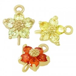 Breloque en Laiton avec Zircone en Forme de Fleur 8 x 10 mm