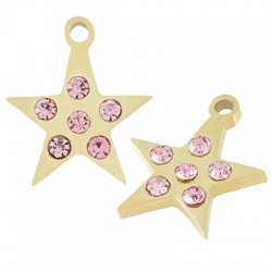 Stainless Steel 304 Charm Star w/ Strass 12.6mm