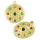 Stainless Steel Charm Round with Eye Stone & Strass 21mm