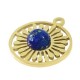 Stainless Steel Charm Round with Sun & Stone 16mm