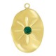 Ciondolo in Acciaio Inossidabile 304 Ovale con Fiore e Pietra 14x17mm