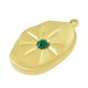 Stainless Steel Charm Oval with Flower & Strass 14x18mm