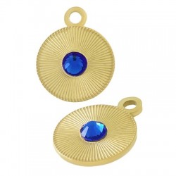 Breloque Rond avec Strass 12mm en Acier Inoxydable 304