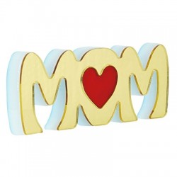 Plexi Acrylic Deco "MOM" w/ Heart 120x45mm