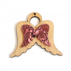 Wooden and Plexi Acrylic Pendant Angel Wings 79x68mm