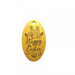 Ciondolo in Alluminio Ovale con scritta "Happy Easter" 25x46mm