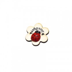 Wooden Connector Flower Ladybug 20x21mm