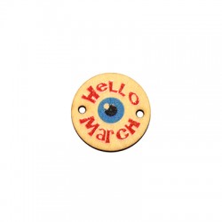 Wooden Connector Round "Hello March" 20mm