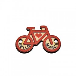 Ξύλινο Στοιχείο Μαρτάκι Ποδήλατο Καρδιά για Μακραμέ 25x16mm