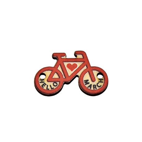 Wooden Connector Bicycle "Hello March" 25x16mm