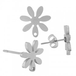 Stainless Steel 304 Σκουλαρίκι Λουλούδι με Κούμπωμα 9mm