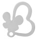 Boucles d'Oreilles Cœur avec Papillon & Fermoir 9mm en Acier Inoxydable 304