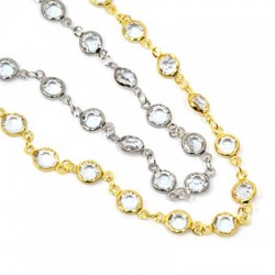 Brass Chain Round w/ Glass Stone 6mm