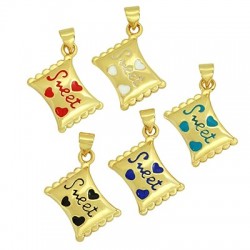 Brass Charm Candy Sweet w/ Enamel 12x15mm