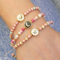 Poussoir disque étoile en laiton avec émail 10mm