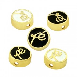 Entrepieza de Metal Latón Redondo ´´Fe´´ con Esmalte 10mm