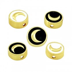 Brass Slider Round Moon w/ Enamel 10mm