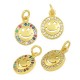 Zircon Brass Charm Round Smile Face 10mm