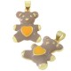 Ciondolo in Ottone Smaltato a Forma di Orso con Cuore 16X20 mm