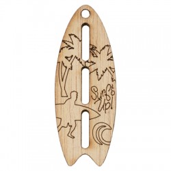 Wooden Pendant Surf Board  "SURF UP" 60x22mm