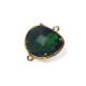 Brass Irregular Setting w/ Glass Stone 15x16 mm w/ 2 Rings