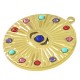 Breloque Ronde avec Œil porte-bonheur & Strass 21mm en Acier Inoxydable 304