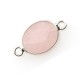 Conector de Latón Ovalado con Piedra Semipreciosa Cuarzo Rosa 13x18mm