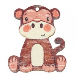 Wooden Pendant Monkey 38x45mm