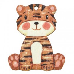 Wooden Pendant Tiger 38x45mm