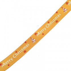 Ribbon Polyester "Merry Christmas" 15mm (~20yards/spool)