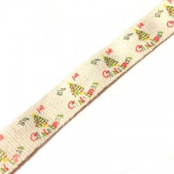 Cotton Ribbon w/ Christmas Tree 15mm (~9.5mtr/spool)
