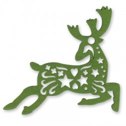 Felt Lucky Pendant Reindeer w/ Star & Heart 120x130mm