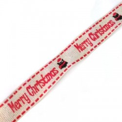 Nastro di Cotone con Scritta "Merry Christmas" 15mm (~10yard/bobina)