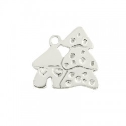 Breloque en Argent 925 Sapin de Noël et Maison 18 x 19 mm