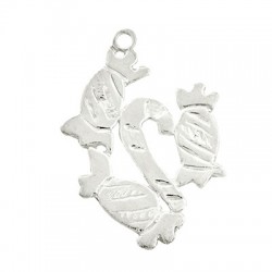 Pendentif en Argent 925 Bonbons et Cadeaux de Noël 30 x 25 mm