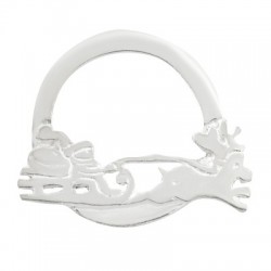 Pendentif rond en Argent 925 avec Père Noël et Traîneau 35 mm