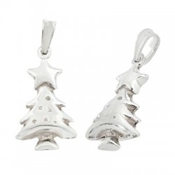 Breloque en Argent 925 avec Sapin de Noël 20 x 10 mm