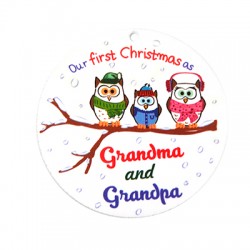 Plexi Acrylic Lucky Pendant Round "our first Christmas" 69mm