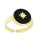 Brass Ring Round Star w/ Enamel 21x14mm