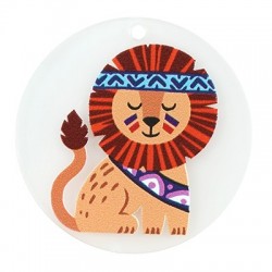 Plexi Acrylic Pendant Round Lion 40mm