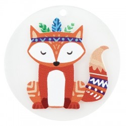 Plexi Acrylic Pendant Round Fox 40mm